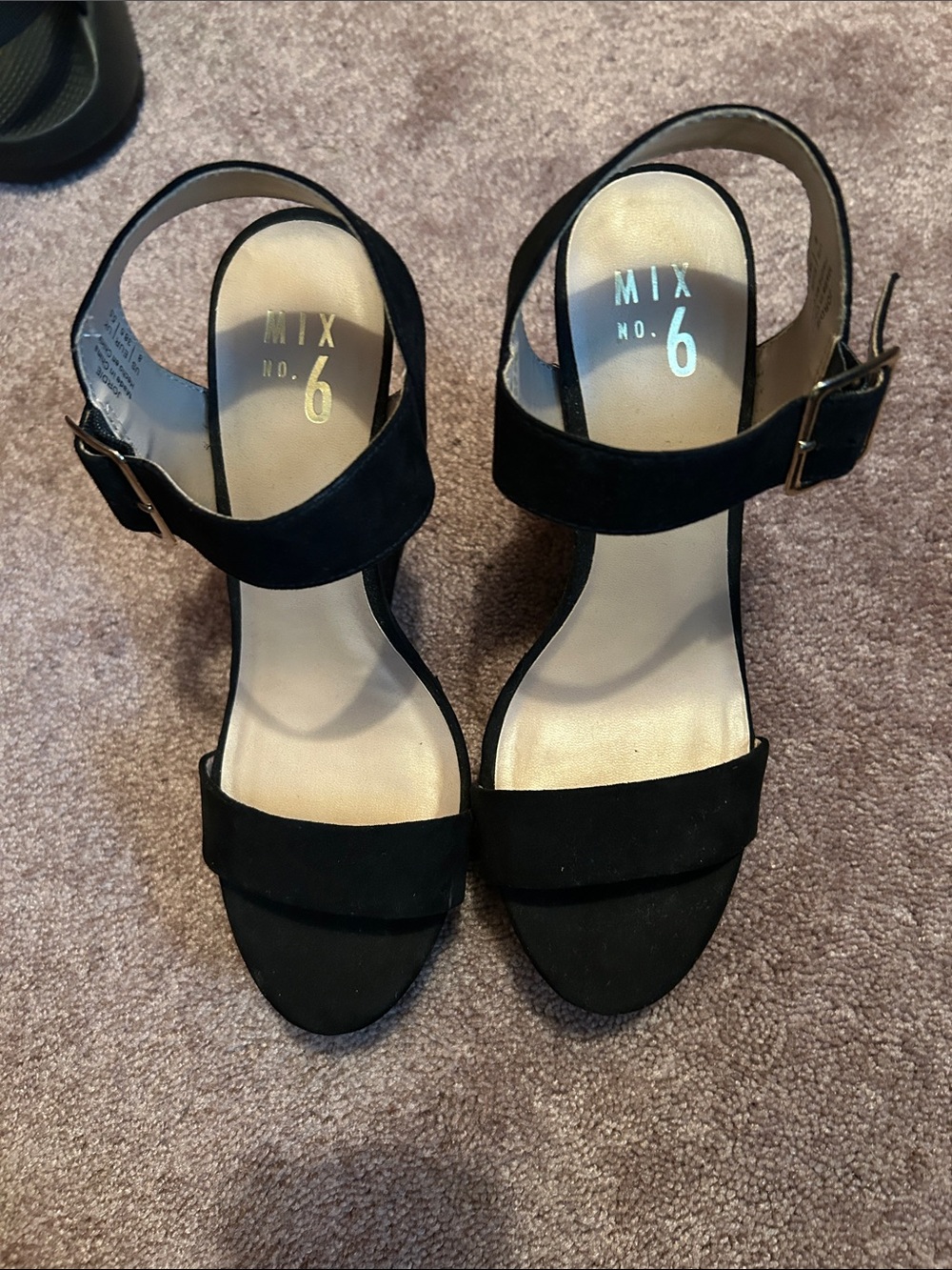 Mix No. 6 Black Suede Ankle Strap Heels